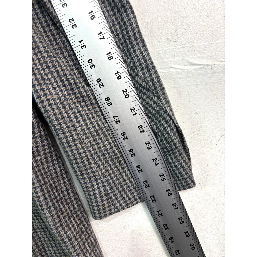 vtg NEW Haggar 42L Gray Blue‎ Houndstooth 100% Silk Blazer Jacket Sport Coat